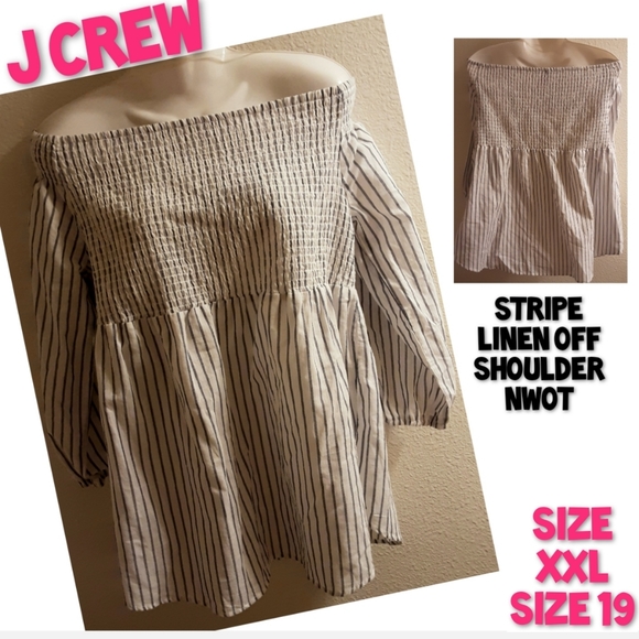 J. Crew Tops - J Crew Off Shoulder Top Size XXL Size 19 Striped NWOT